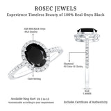 1 Carat Oval Black Onyx and Diamond Halo Engagement Ring
