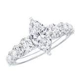 Marquise Cut Moissanite Engagement Ring with Side Stones