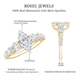Marquise Cut Moissanite Engagement Ring with Side Stones