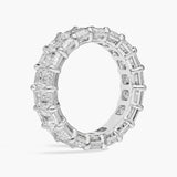 5.00 CTW Created Moissanite Emerald Cut Eternity Band Ring in 14k White Gold Overlay