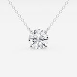2.00 CTW Lab Grown Round F/G VS1 Diamond Floating Solitaire Pendant in 14K White or Yellow Gold – AGI Certified