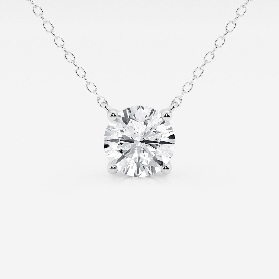 2.00 CTW Lab Grown Round F/G VS1 Diamond Floating Solitaire Pendant in 14K White or Yellow Gold – AGI Certified