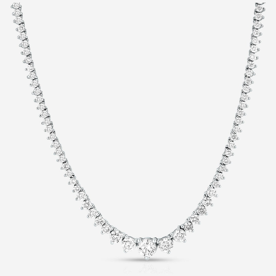 15 CTW Created Moissanite Graduated Tennis Necklace - G-H Color, SI Clarity