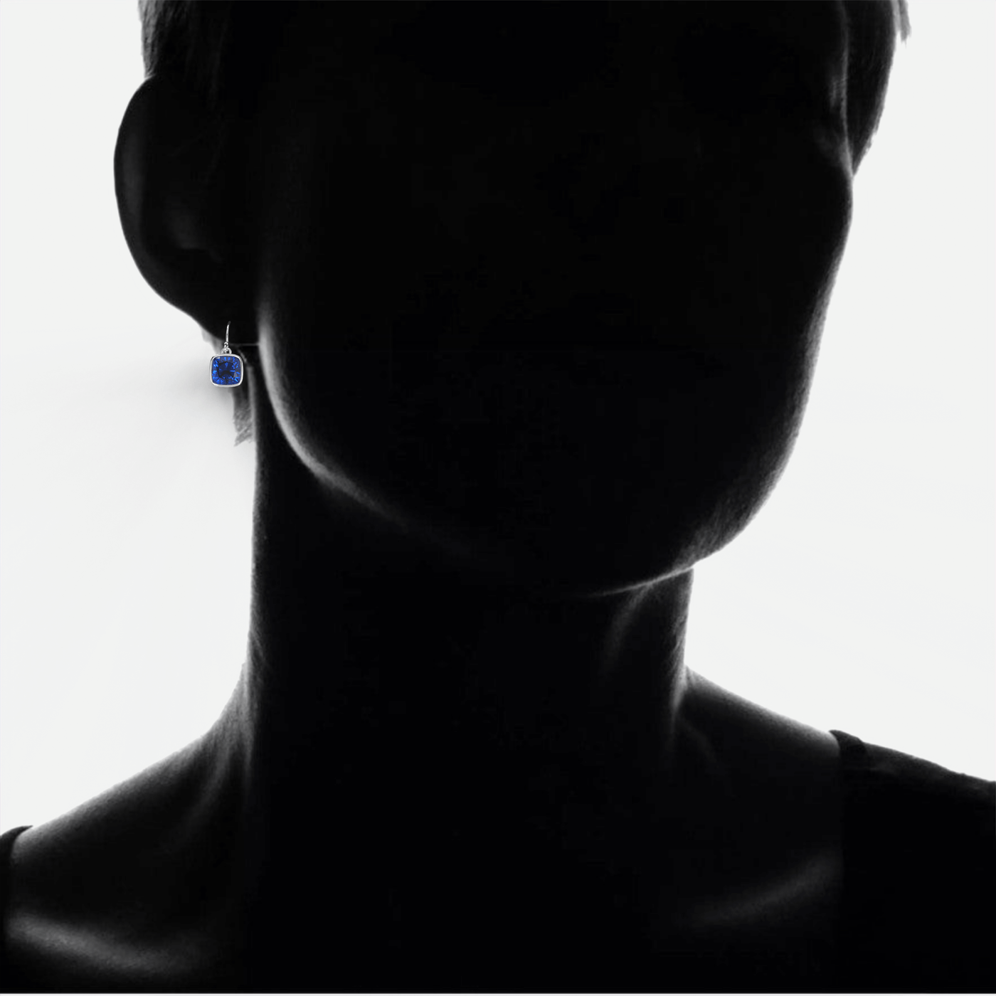 4.50CTW Lab Grown Cushion Cut Blue Sapphire Drop Earrings in 925 Sterling Silver - 8mm Square Gems