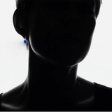 4.50CTW Lab Grown Cushion Cut Blue Sapphire Drop Earrings in 925 Sterling Silver - 8mm Square Gems