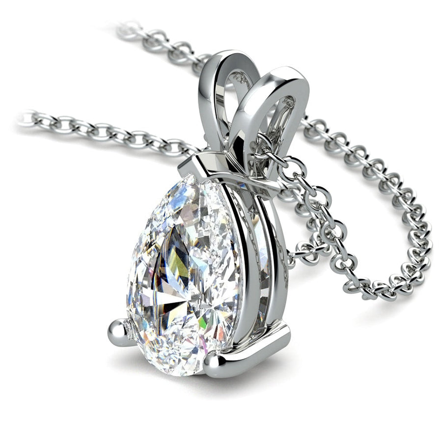 2.00 CTW AGI Certified Pear-Cut Lab-Grown Diamond (F/VS) Pendant in 14K White Gold