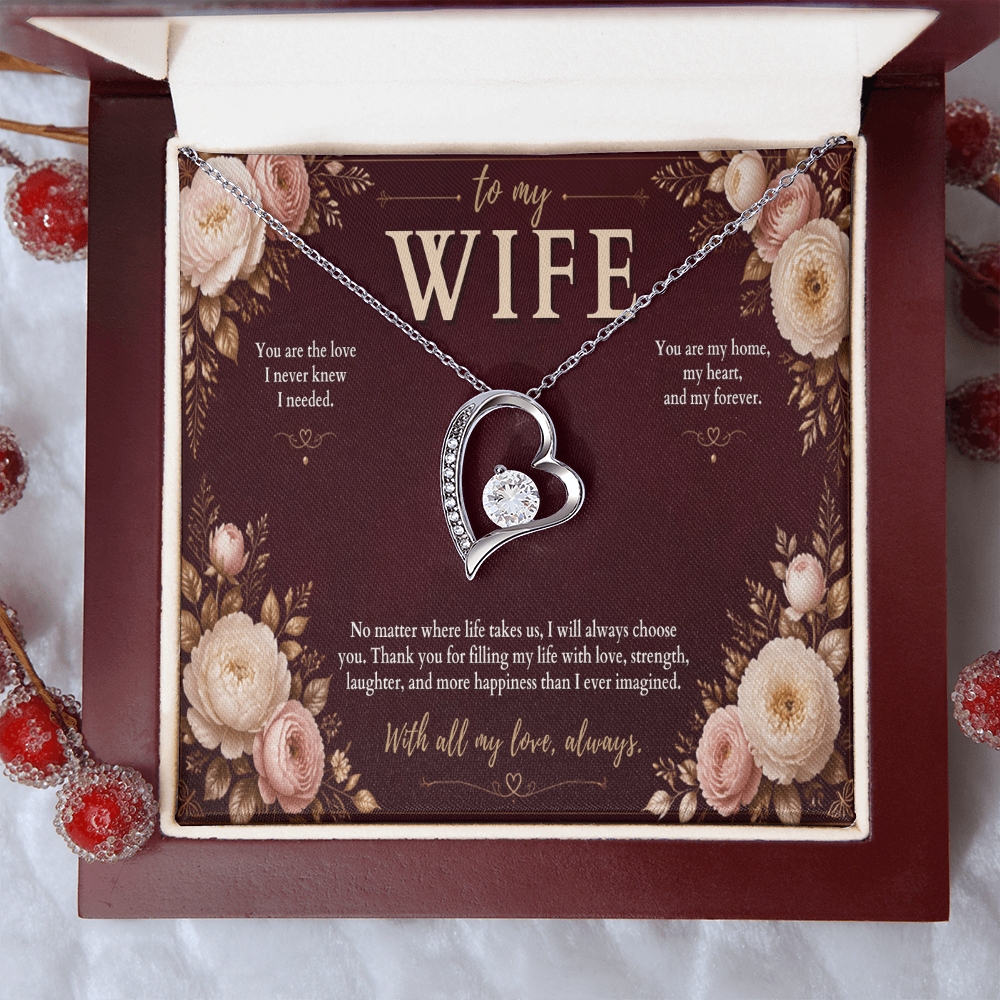 To My Wife Forever Love Necklace – Romantic Heart Pendant Gift