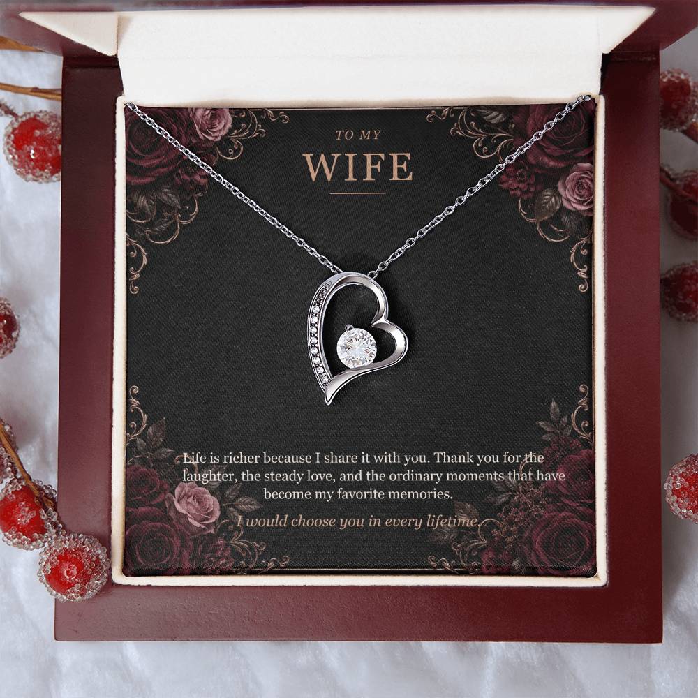 To My Wife Onyx and Rose Gold Necklace – Forever Love Gift