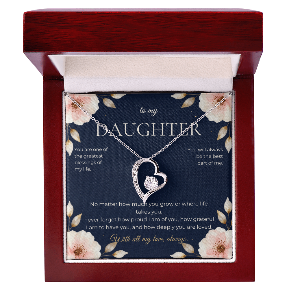 To My Daughter Forever Love Necklace, Heart Pendant Gift from Mom or Dad