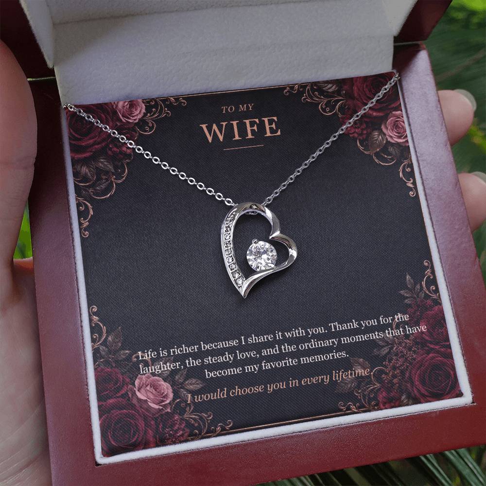 To My Wife Onyx and Rose Gold Necklace – Forever Love Gift