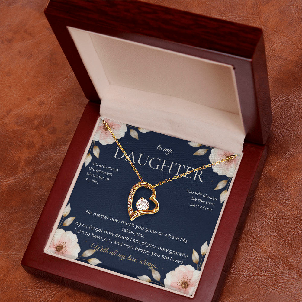 To My Daughter Forever Love Necklace, Heart Pendant Gift from Mom or Dad