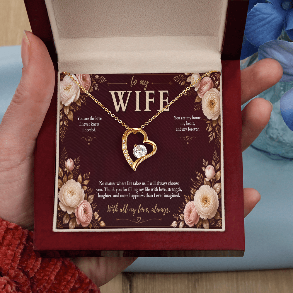 To My Wife Forever Love Necklace – Romantic Heart Pendant Gift