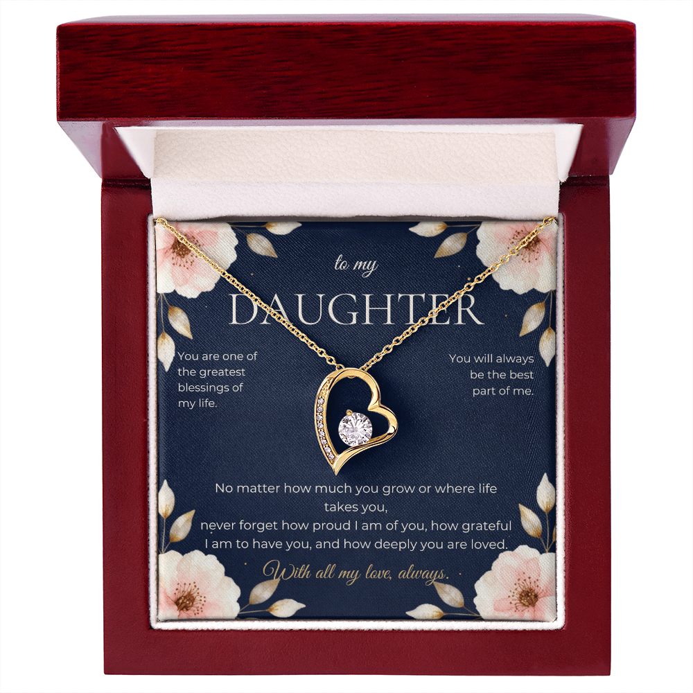 To My Daughter Forever Love Necklace, Heart Pendant Gift from Mom or Dad