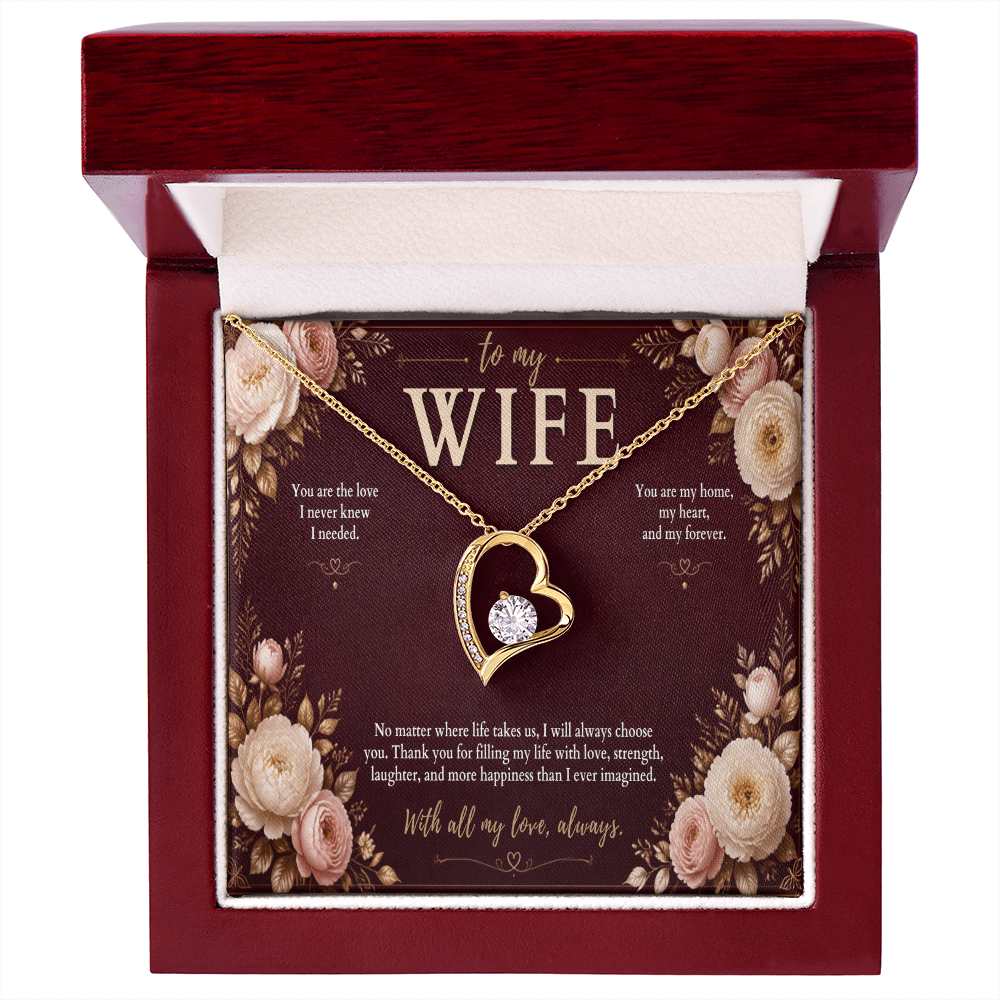 To My Wife Forever Love Necklace – Romantic Heart Pendant Gift