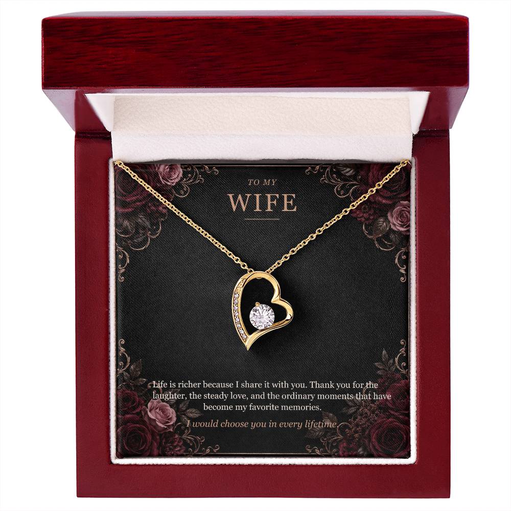 To My Wife Onyx and Rose Gold Necklace – Forever Love Gift