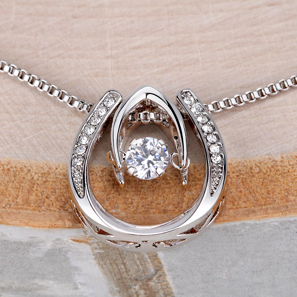 Merry Christmas Lucky In Love Necklace – Sparkling Horseshoe Pendant