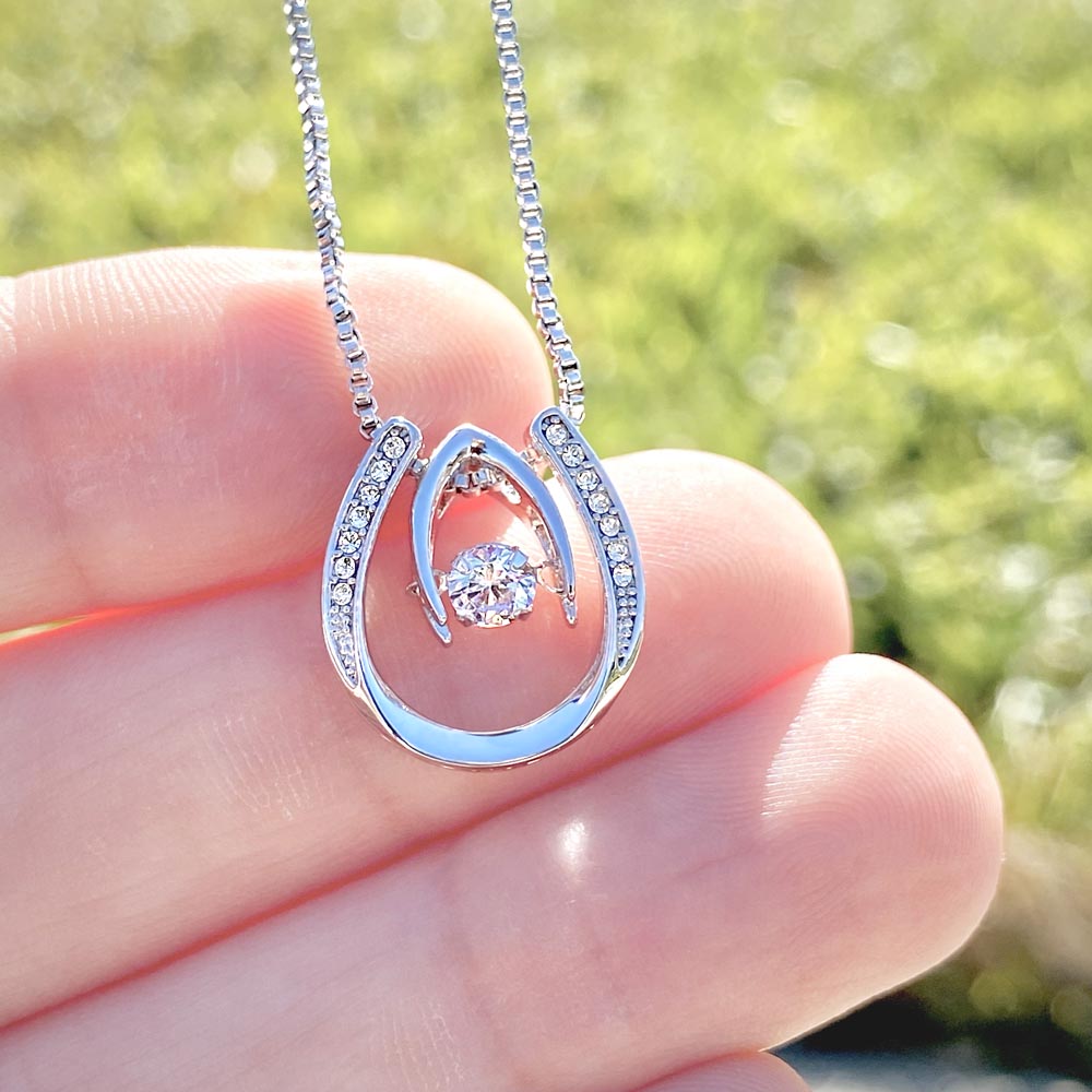 Merry Christmas Lucky In Love Necklace – Sparkling Horseshoe Pendant