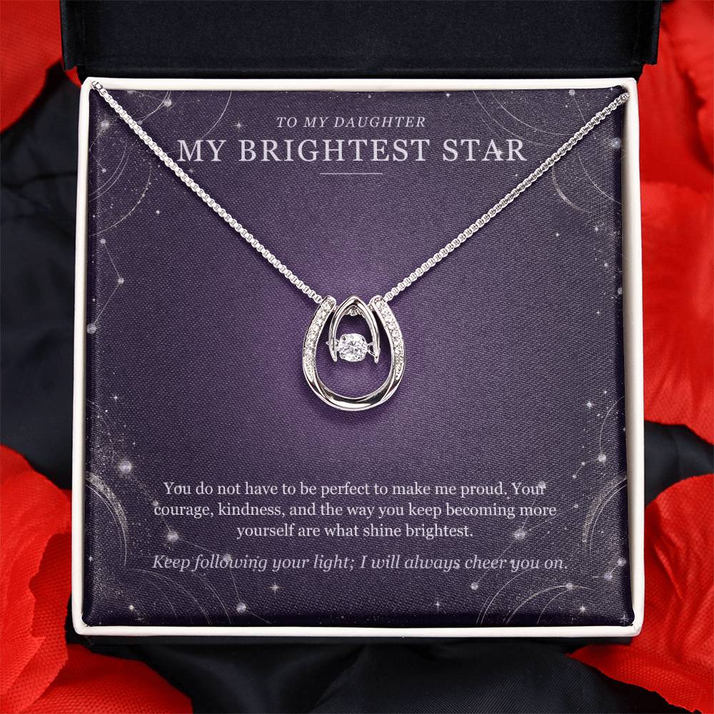 To My Daughter Lucky In Love Necklace – My Brightest Star