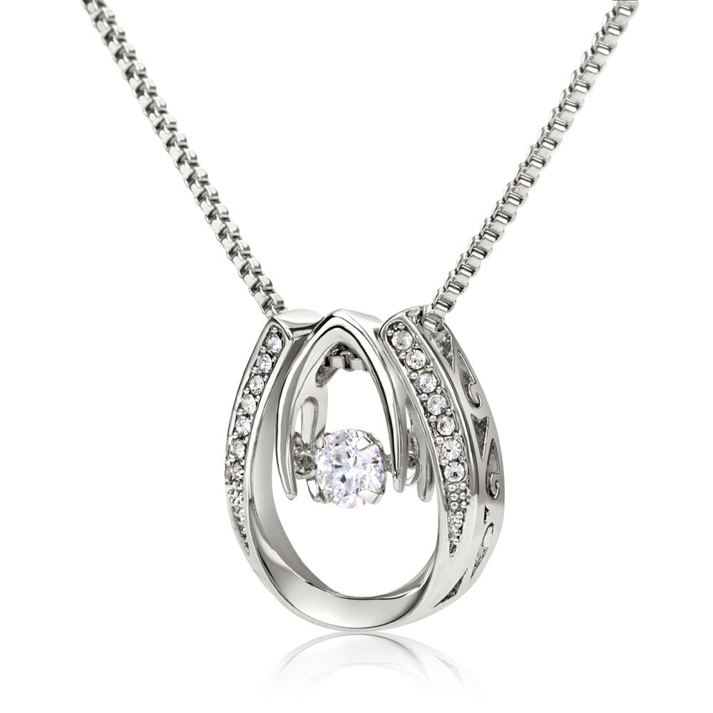 Merry Christmas Lucky In Love Necklace – Sparkling Horseshoe Pendant