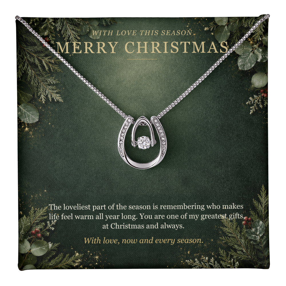 Merry Christmas Lucky In Love Necklace – Sparkling Horseshoe Pendant