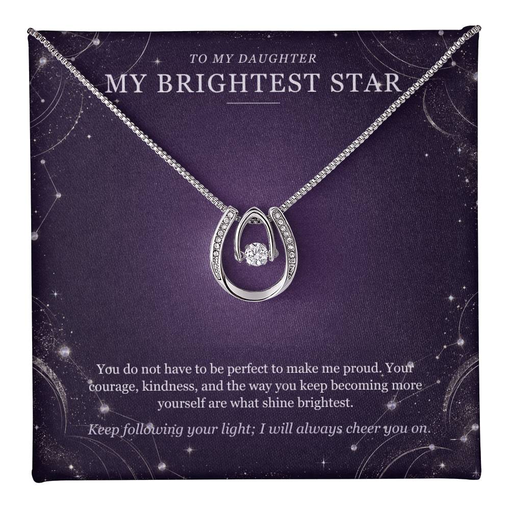 To My Daughter Lucky In Love Necklace – My Brightest Star