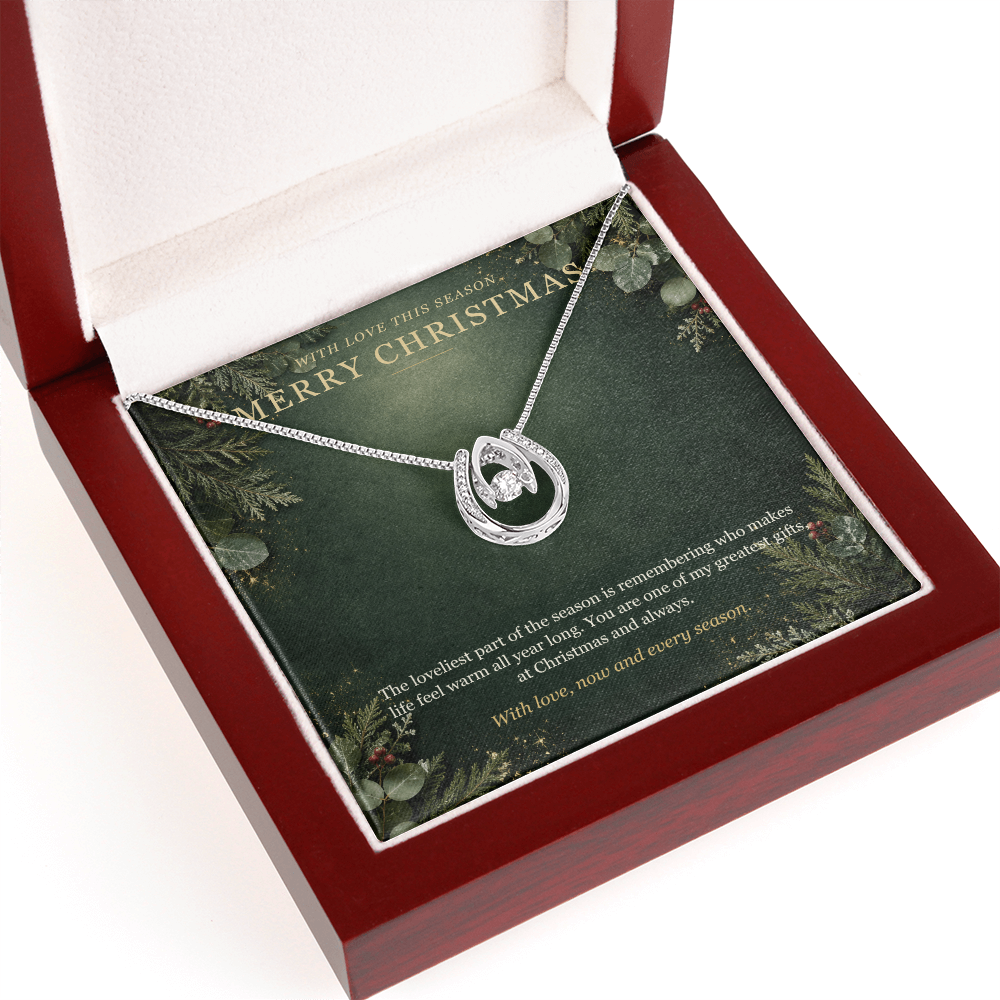 Merry Christmas Lucky In Love Necklace – Sparkling Horseshoe Pendant