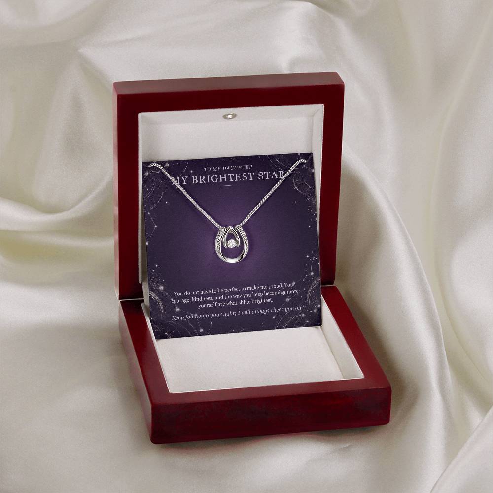 To My Daughter Lucky In Love Necklace – My Brightest Star