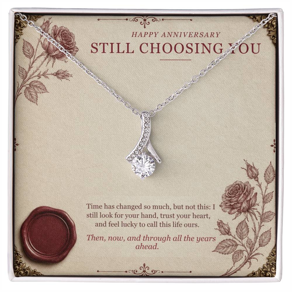 Burgundy Love Letter Forever Love Necklace – Still Choosing You Anniversary Gift