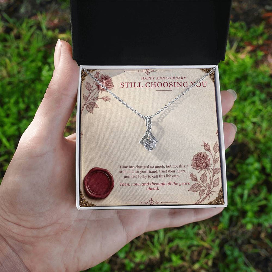 Burgundy Love Letter Forever Love Necklace – Still Choosing You Anniversary Gift