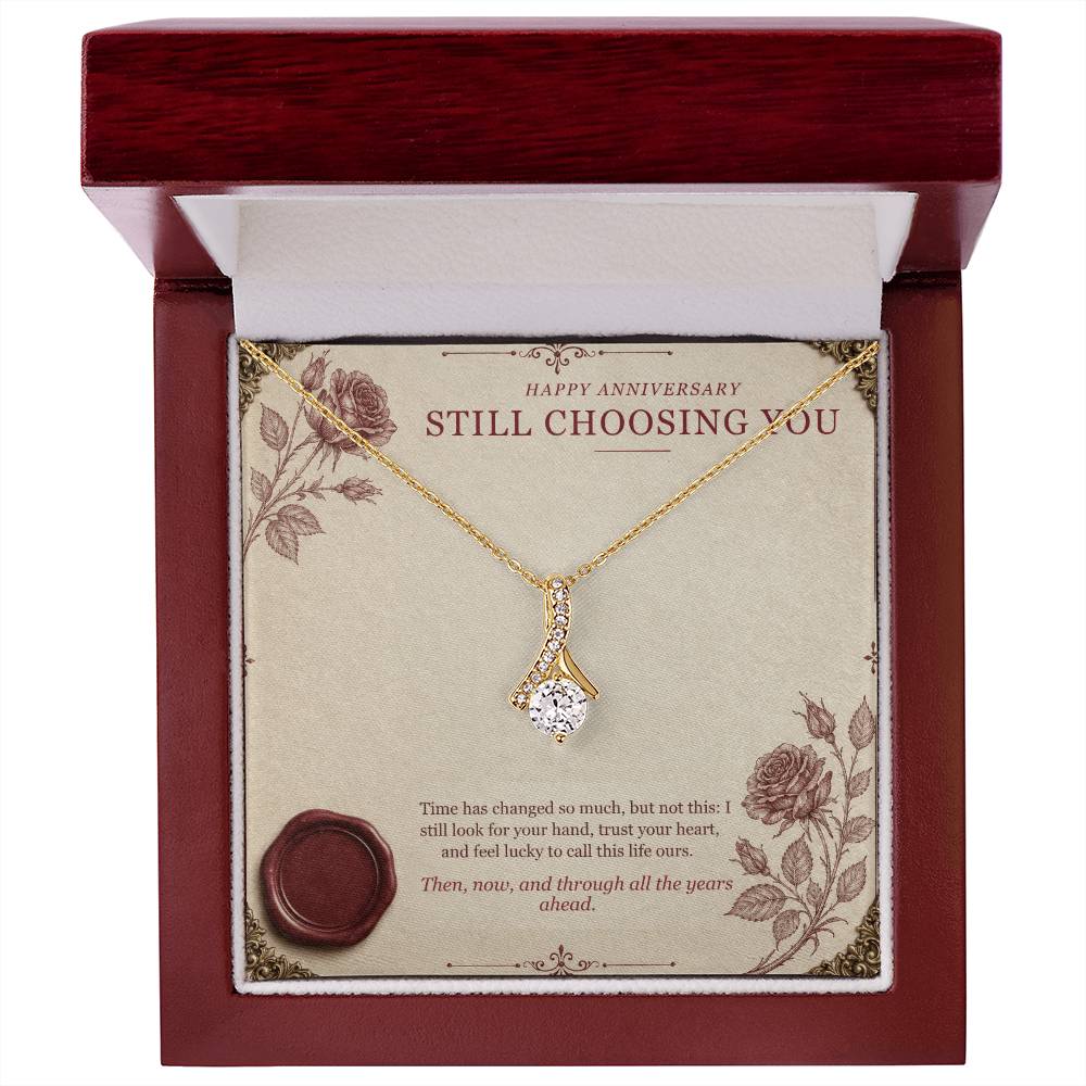 Burgundy Love Letter Forever Love Necklace – Still Choosing You Anniversary Gift