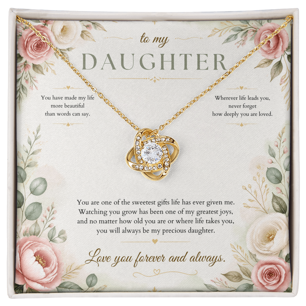 To My Daughter Love Knot Necklace – Meaningful Gift from Mom or Dad