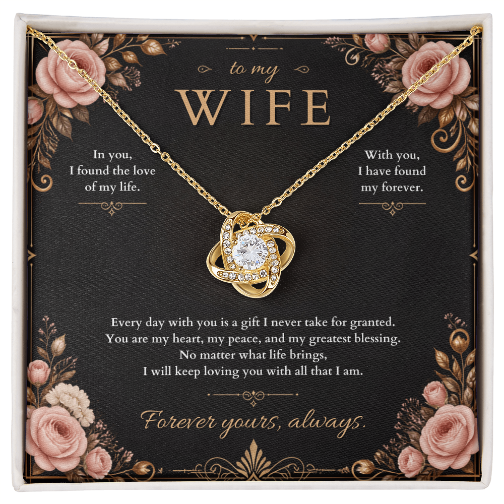 To My Wife Love Knot Necklace – Romantic Anniversary Gift from Husband