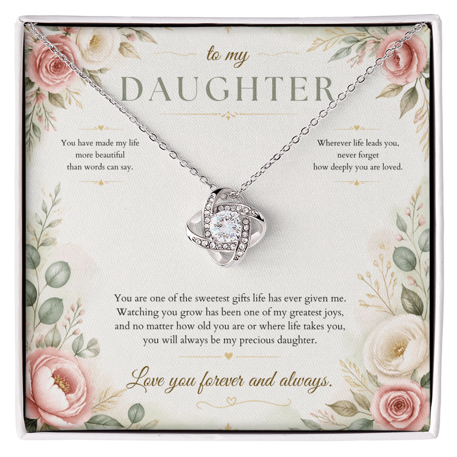 To My Daughter Love Knot Necklace – Meaningful Gift from Mom or Dad