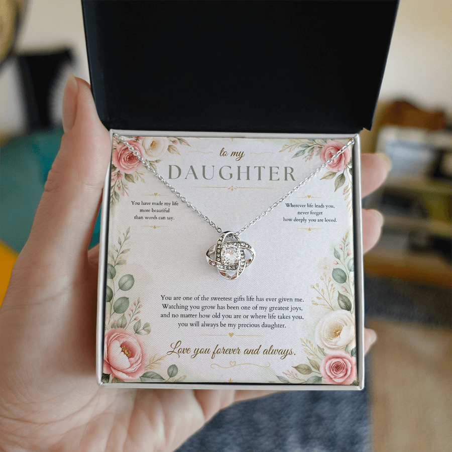 To My Daughter Love Knot Necklace – Meaningful Gift from Mom or Dad
