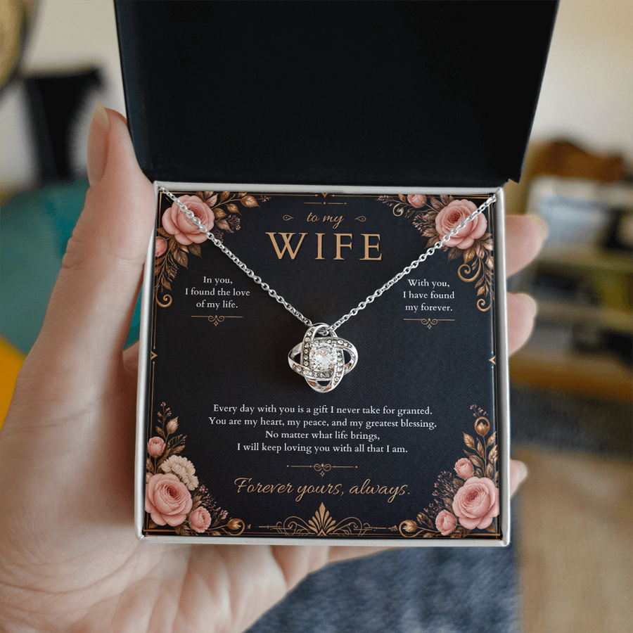 To My Wife Love Knot Necklace – Romantic Anniversary Gift from Husband