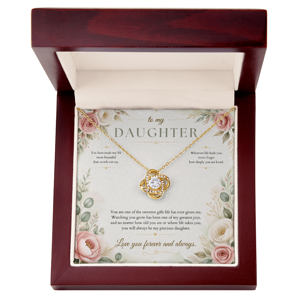 To My Daughter Love Knot Necklace – Meaningful Gift from Mom or Dad