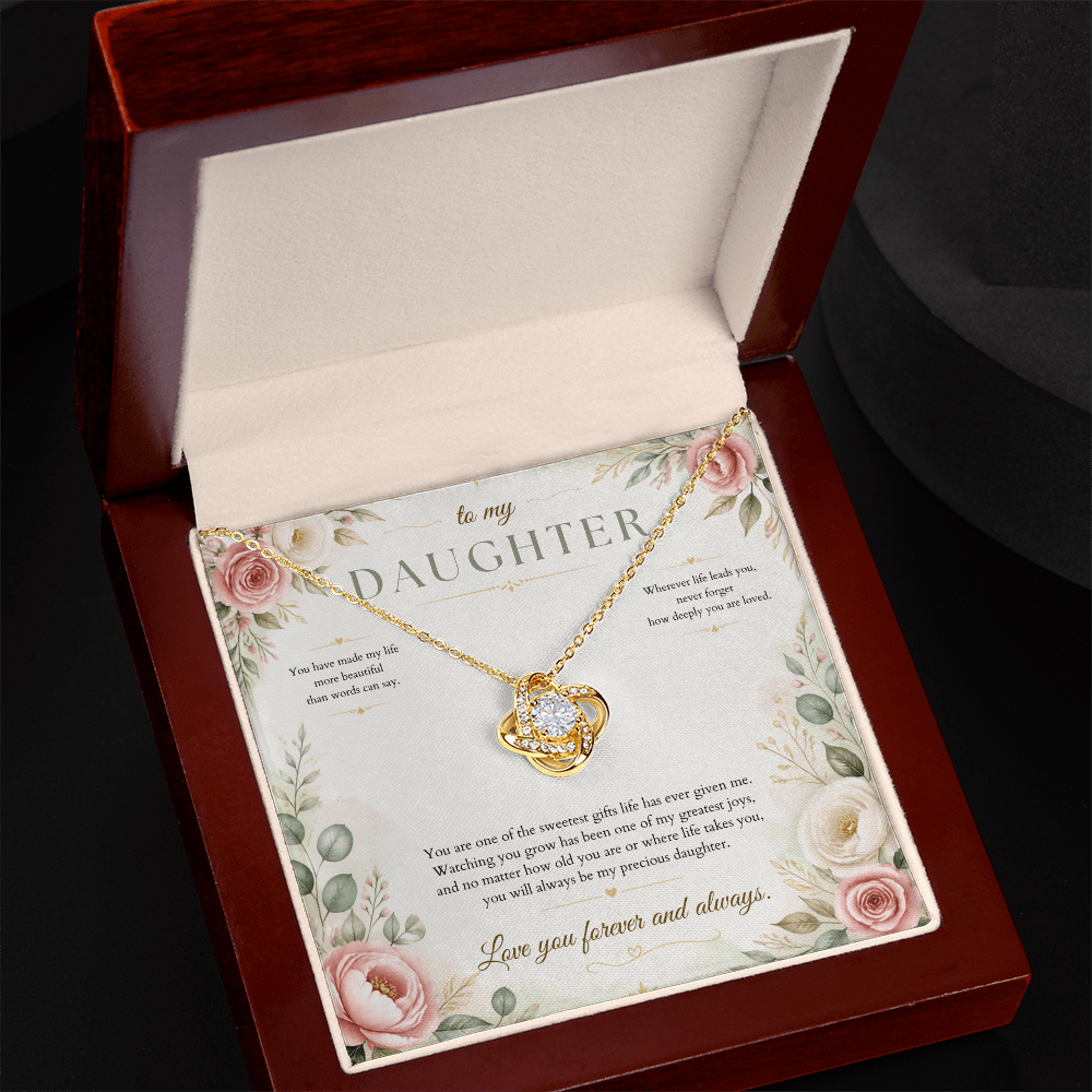 To My Daughter Love Knot Necklace – Meaningful Gift from Mom or Dad
