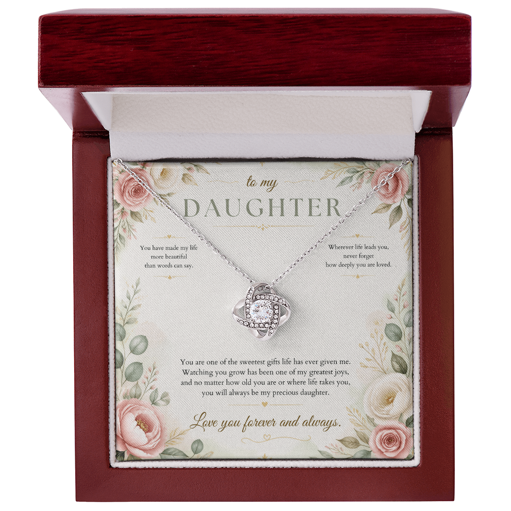 To My Daughter Love Knot Necklace – Meaningful Gift from Mom or Dad