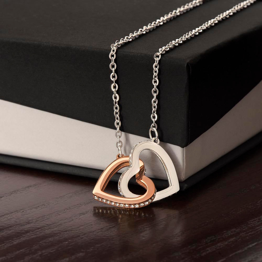 Interlocking Hearts Necklace – Double Heart CZ Pendant Gift