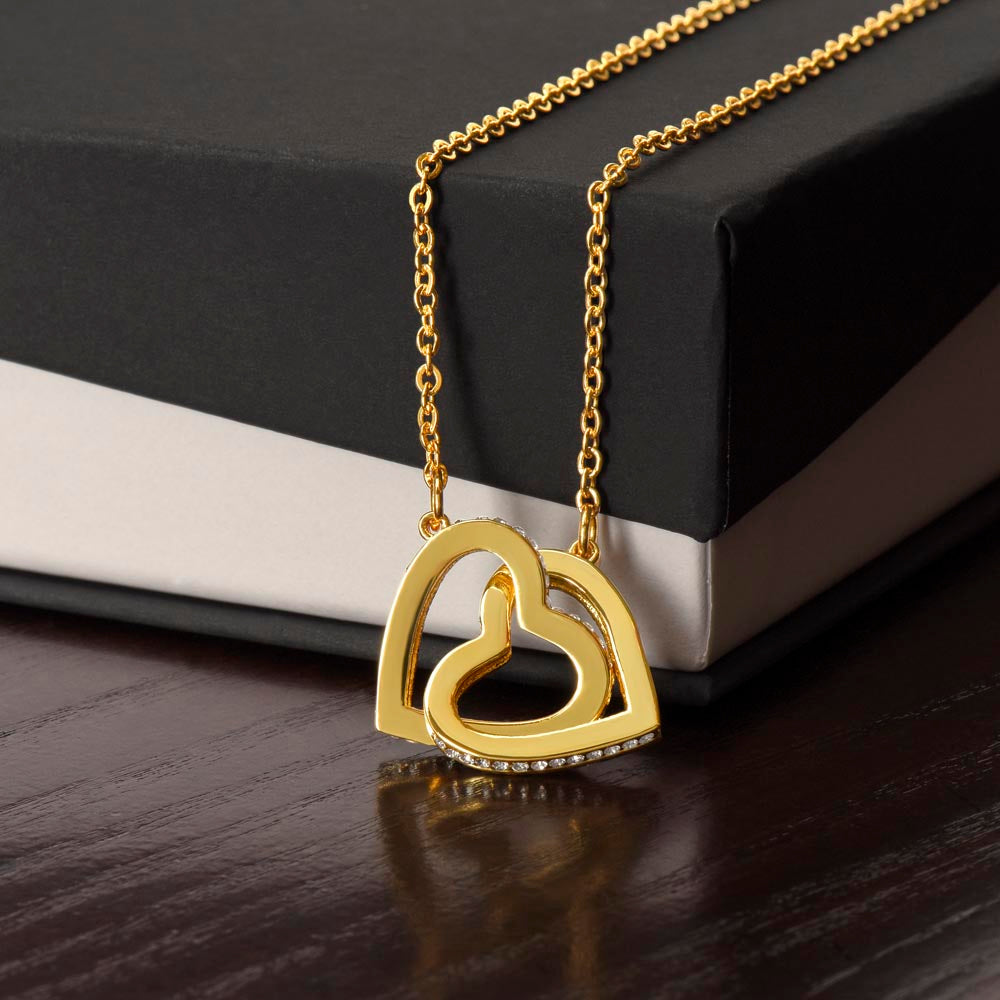 Interlocking Hearts Necklace – Double Heart CZ Pendant Gift