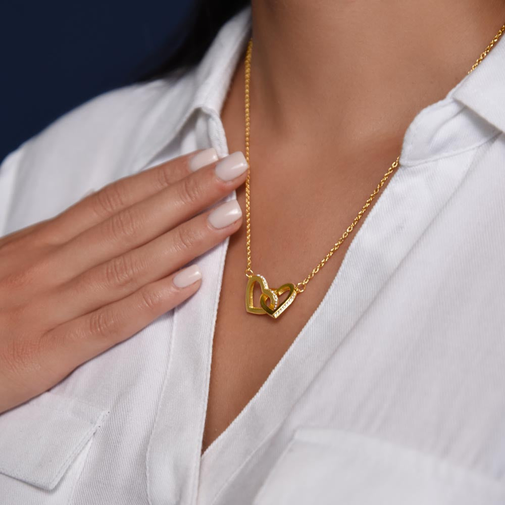 Interlocking Hearts Necklace – Double Heart CZ Pendant Gift