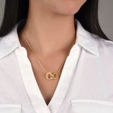 Interlocking Hearts Necklace – Double Heart CZ Pendant Gift