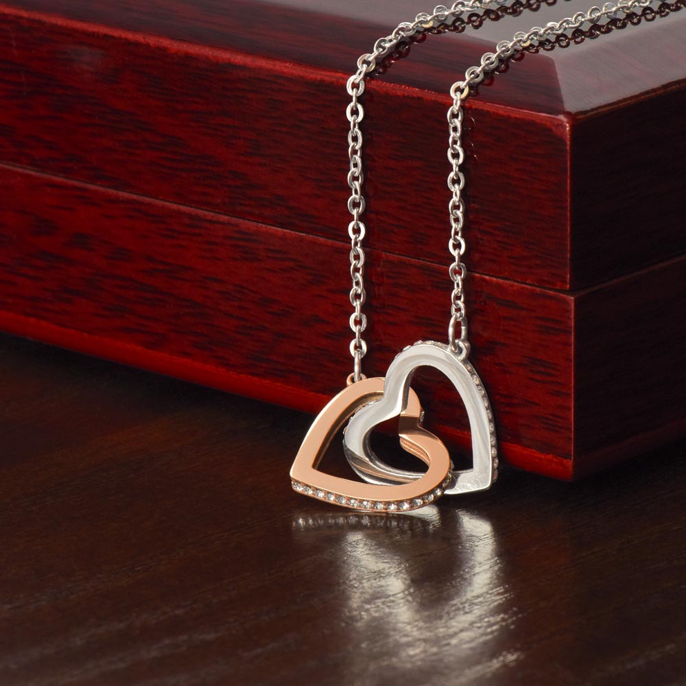 Interlocking Hearts Necklace – Double Heart CZ Pendant Gift