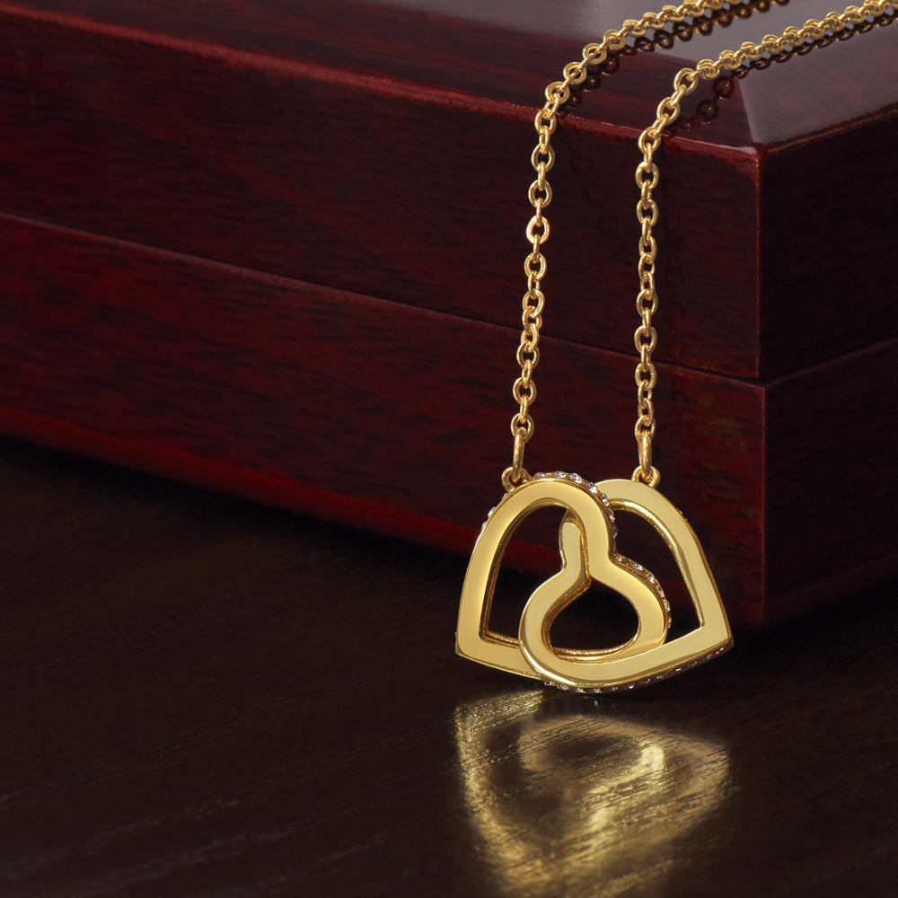 Interlocking Hearts Necklace – Double Heart CZ Pendant Gift