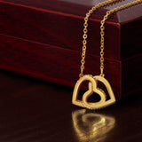 Interlocking Hearts Necklace – Double Heart CZ Pendant Gift