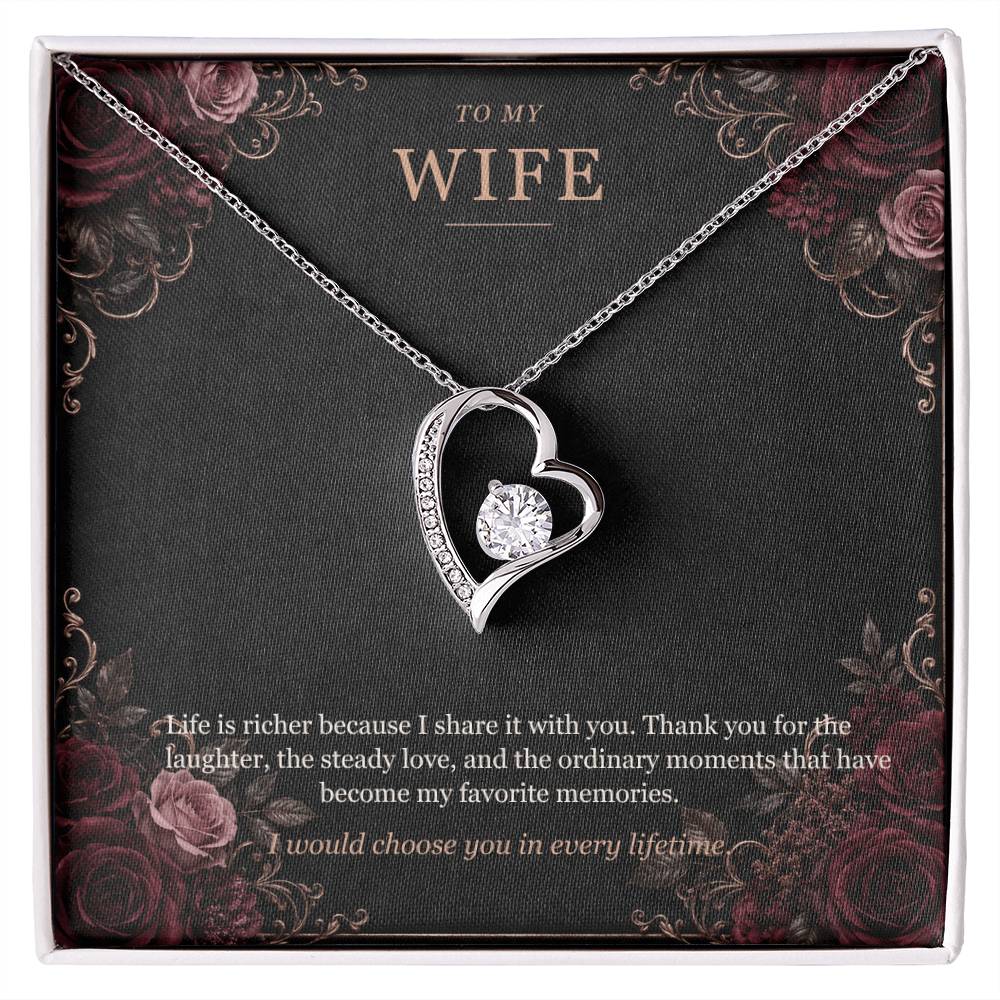 To My Wife Onyx and Rose Gold Necklace – Forever Love Gift