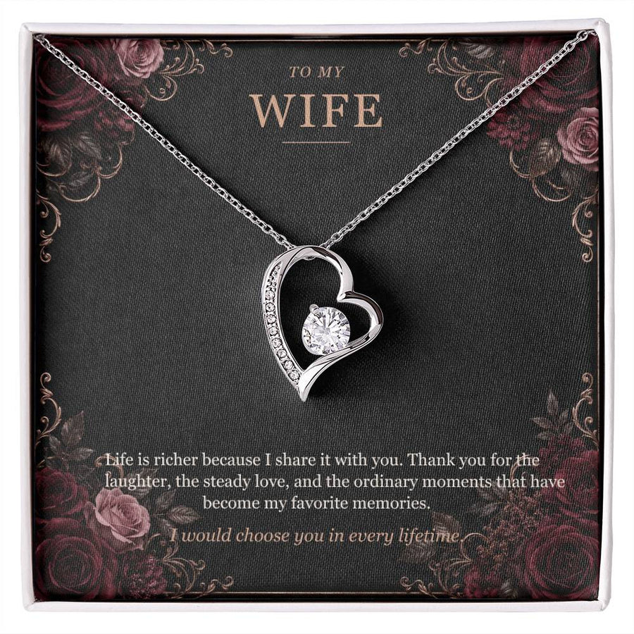 To My Wife Onyx and Rose Gold Necklace – Forever Love Gift