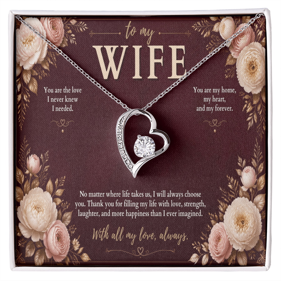 To My Wife Forever Love Necklace – Romantic Heart Pendant Gift