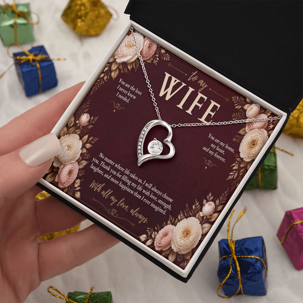 To My Wife Forever Love Necklace – Romantic Heart Pendant Gift