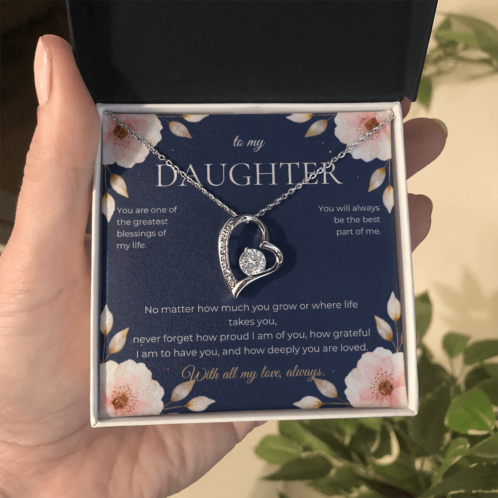 To My Daughter Forever Love Necklace, Heart Pendant Gift from Mom or Dad